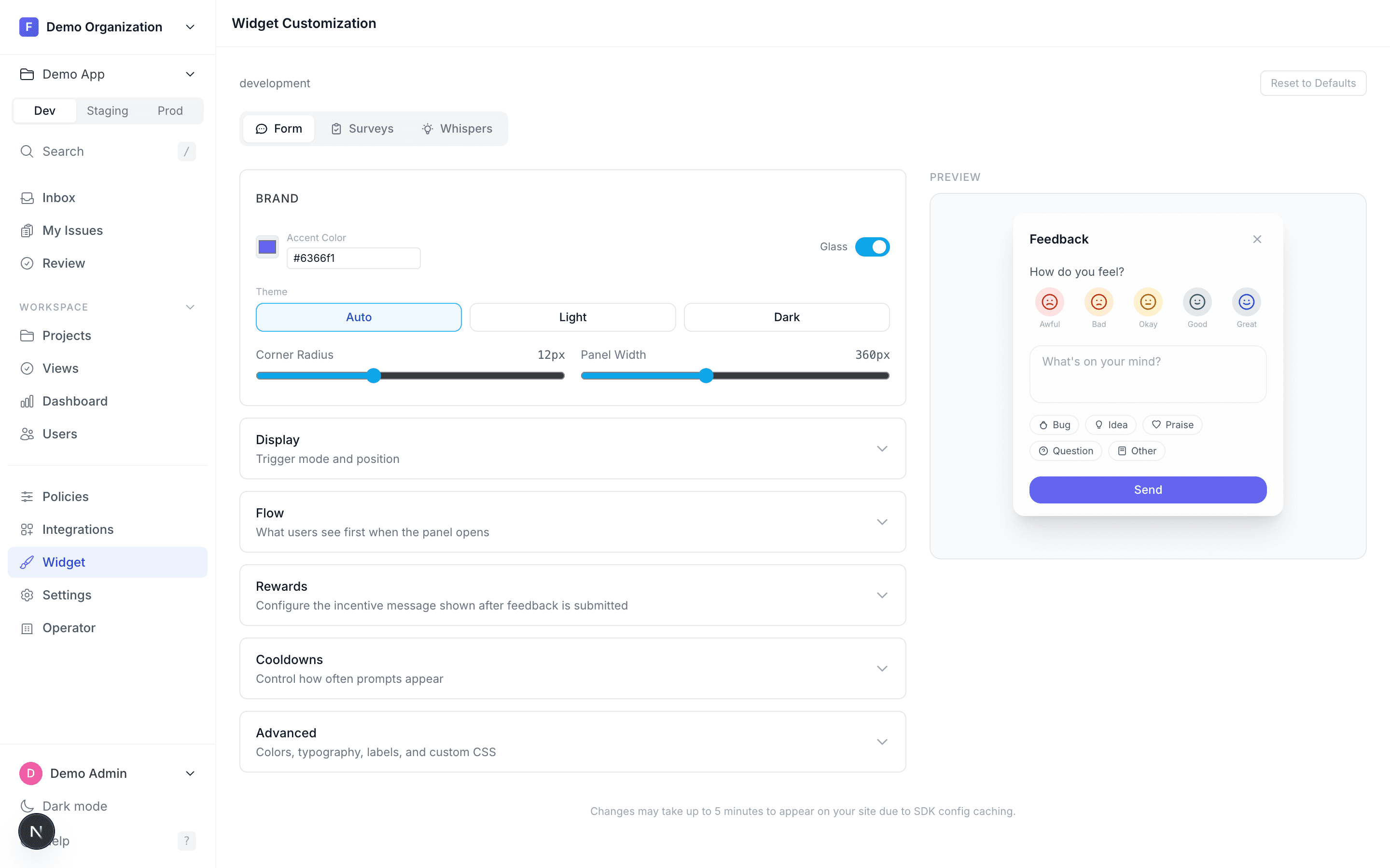 StreamBack widget builder preview